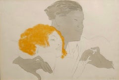 Art Decó Jazz Age París Pareja Interracial Amantes Marcel Vertes Litografía en color