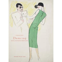 Affiche lithographique de mode "Dancing" de Vertès, circa 1930
