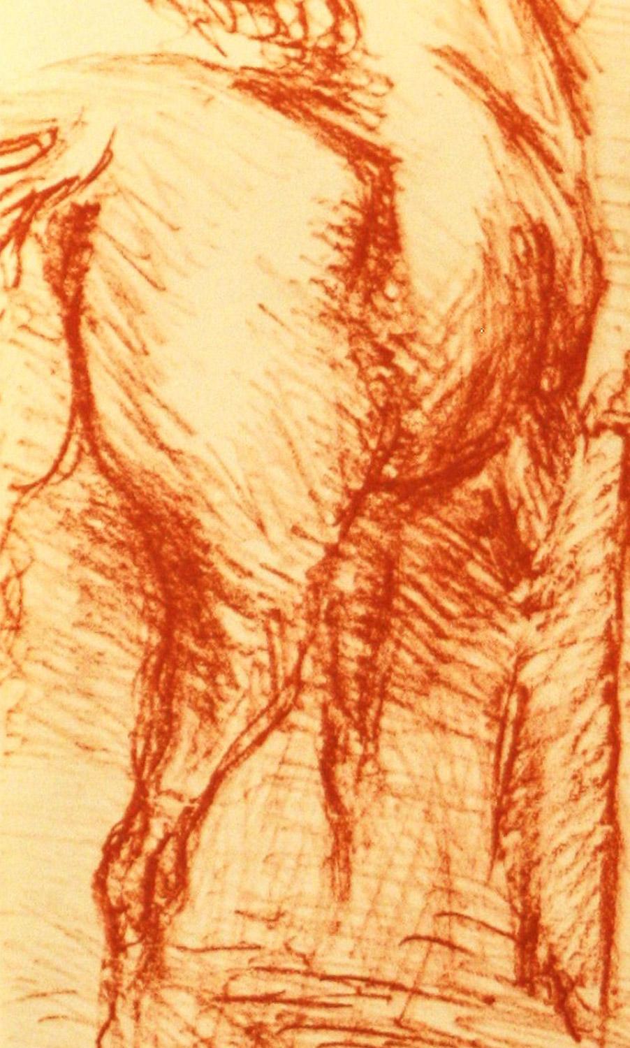 Lithographie d'un amour équestre par Marcel Vertes - Orange Figurative Print par Marcel Vertès