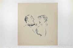 Homme et Femme de Profil se Regard - Lithographie de Marcel Vertés -1920s