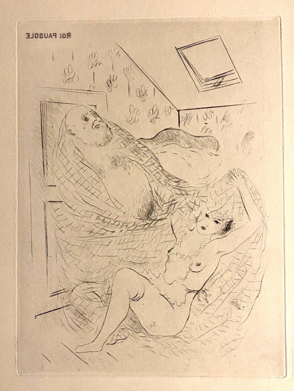 Marcel Vertès Figurative Print – Roi Pausole - Original-Radierung von Marcel Verts - 1930er Jahre
