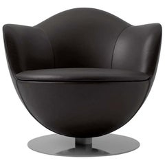 Fauteuil Dalia Marcel Wanders en cuir noir, tissu d'ameublement pour Cappellini