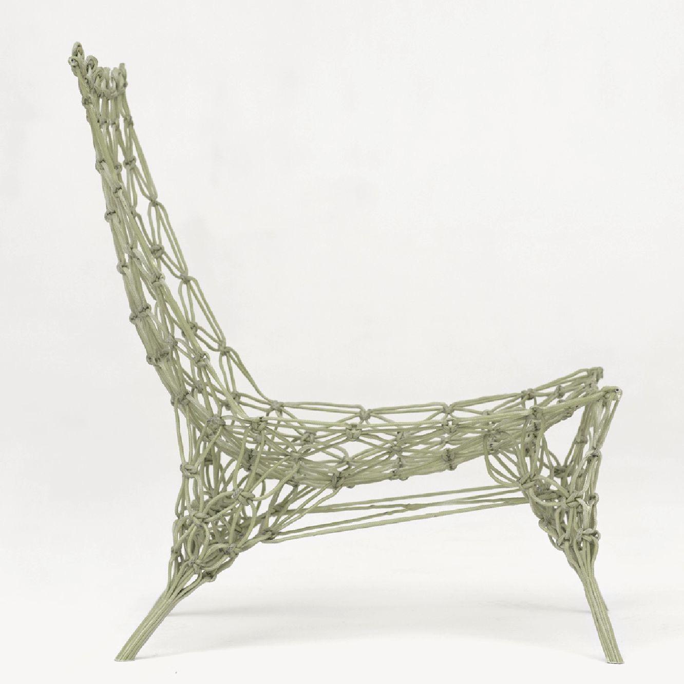 Marcel Wanders, Droog Design, Cappellini knotted chair, 1996, Netherlands, Italy 
The iconic Knotted chair is a brilliant adult interpretation of the tiny chairs used to decorate a doll’s house, a visionary creation by designer Marcel Wanders. This