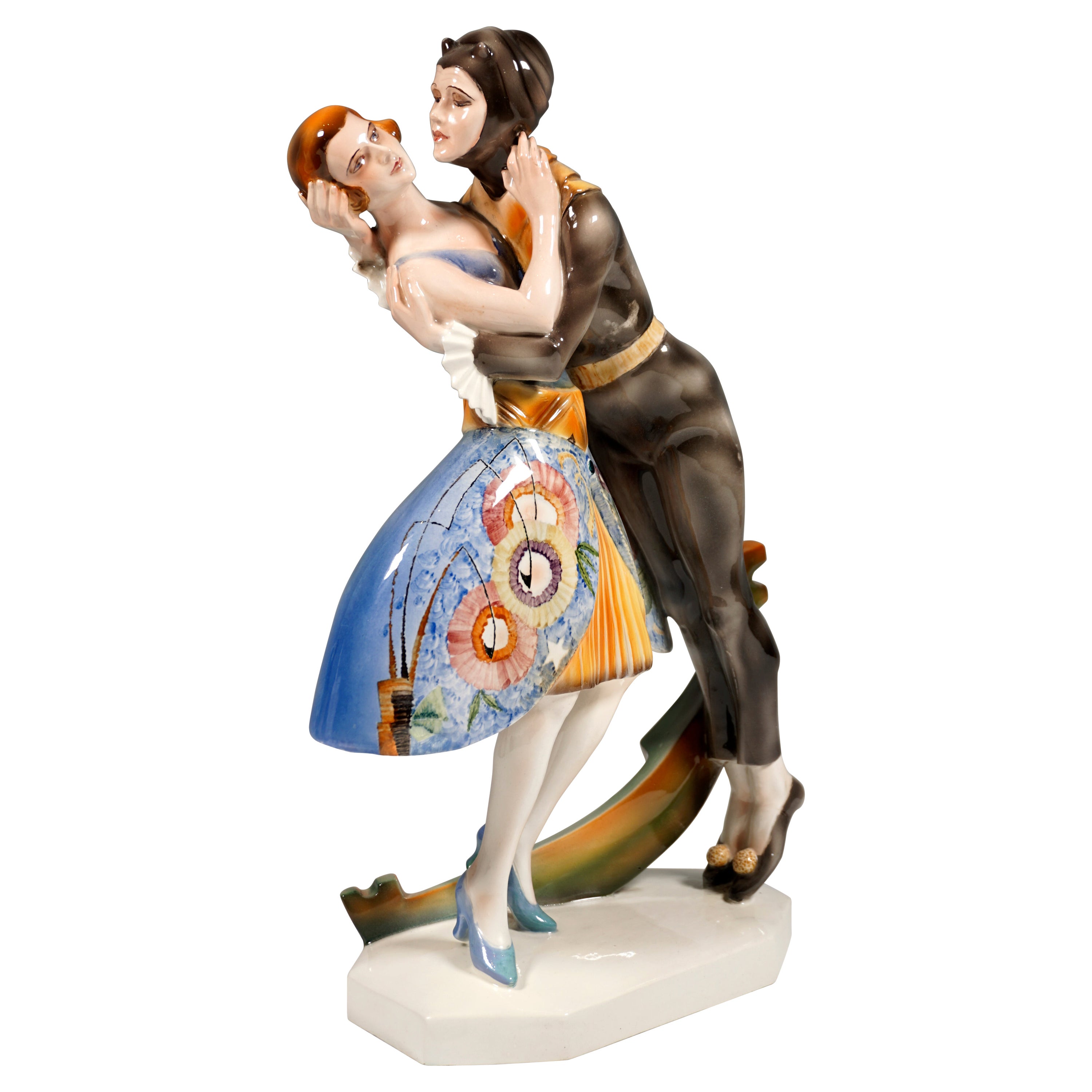 Marcell Goldscheider Vienna Art Deco Group, Loving Couple with Gondola, c. 1930