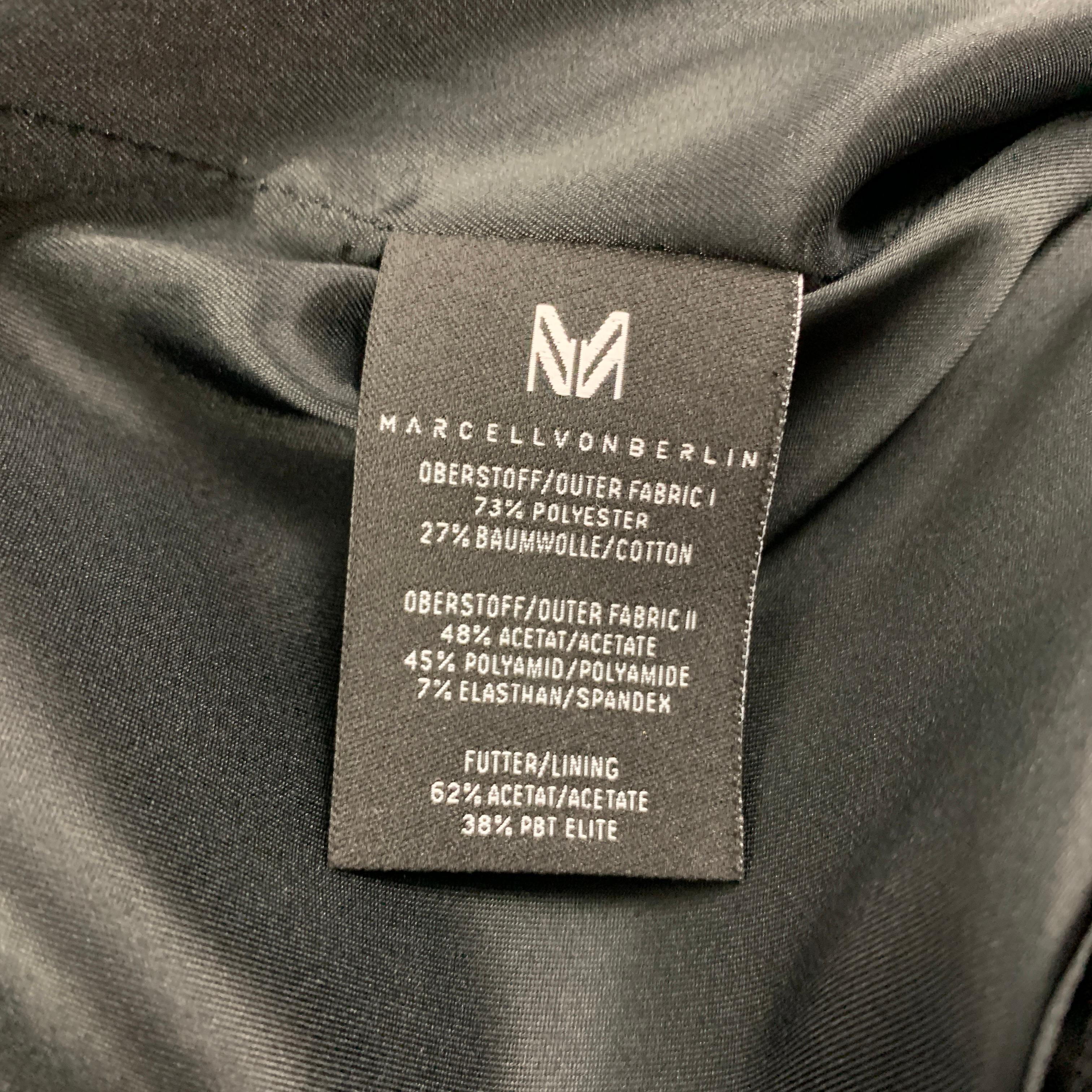 MARCELL VON BERLIN Size 32 Black Silver Blue Jacquard Metallic Dress Pants In New Condition In San Francisco, CA