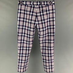 MARCELL VON BERLIN Size 36 White Navy Red Plaid Polyester Cotton Dress Pants