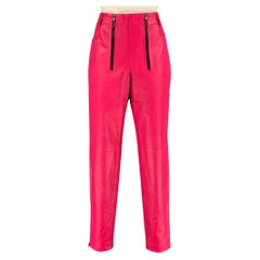 MARCELL VON BERLIN Size 6 Pink Black Leather Lambskin Tapered Casual Pants