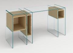 Marcell Wood & Glass Console Table, Designed by Massimo Castagna, Made in Italy