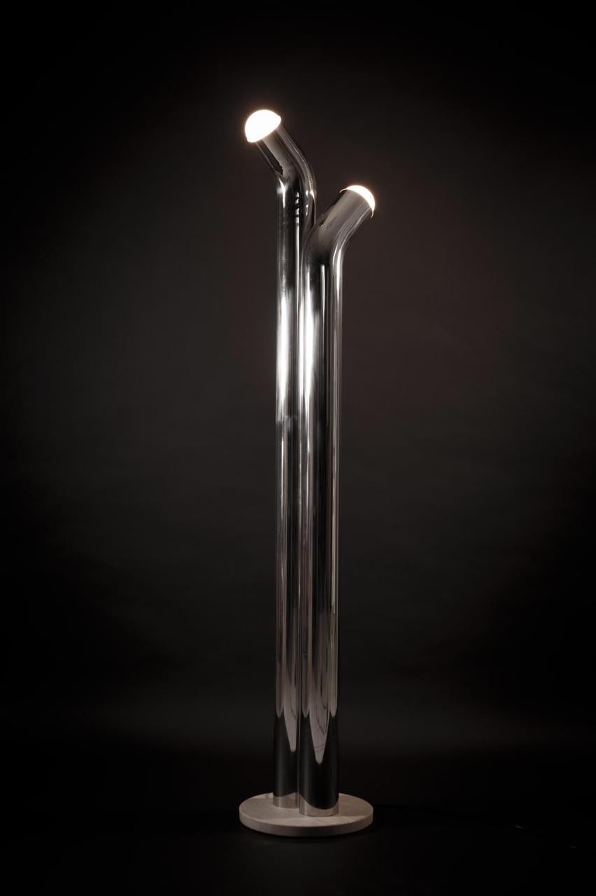 Marcella floor lamp by Marc Dibeh edited by Dimanche 7 is Presented by BOON_ROOM

Hand polished stainless steel, travertine foot, with 2 x E27 LED, dimmable.
 