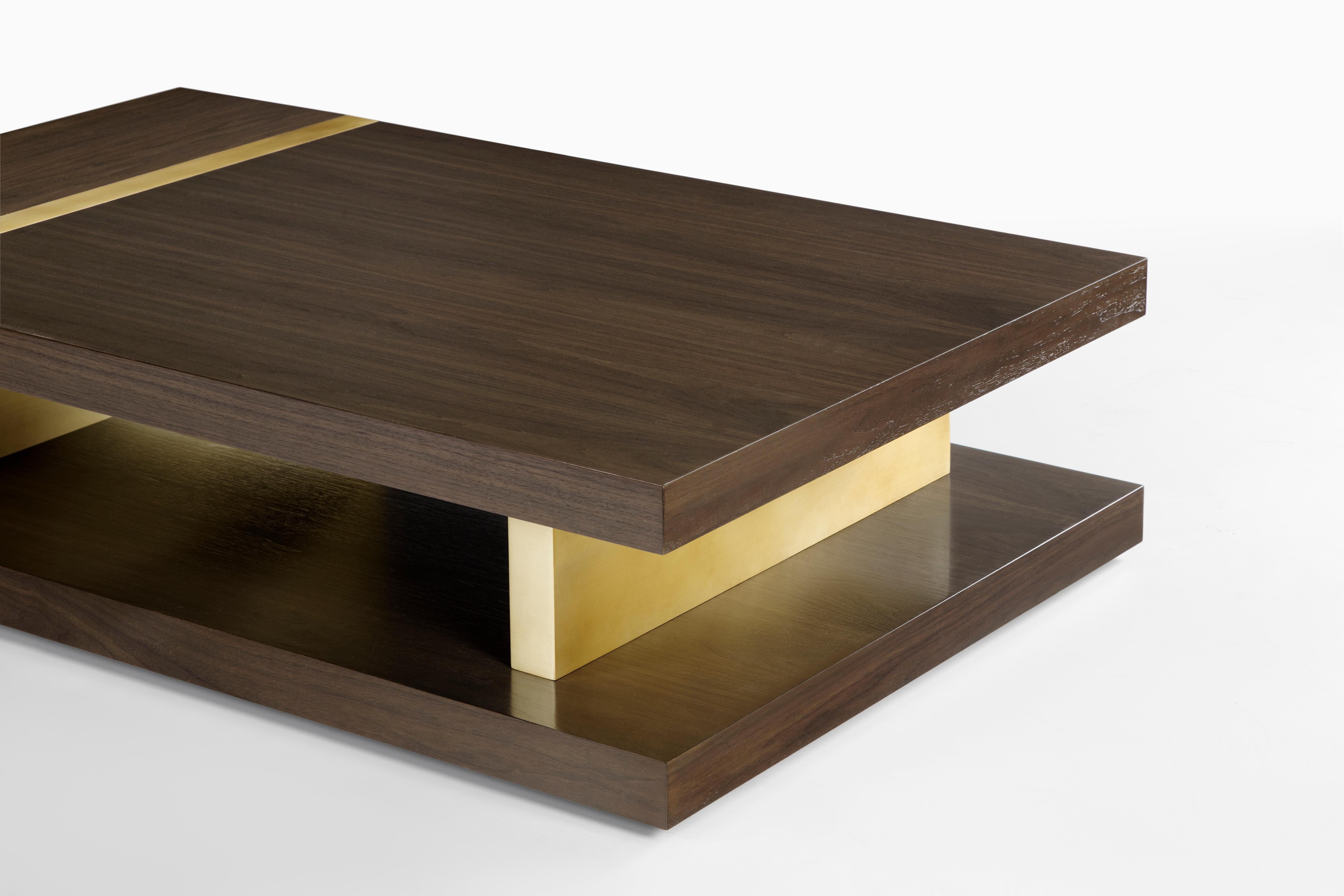 Modern Marcelle Cocktail Table, Rectangular Coffee Table in Wood and Metal