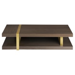 Marcelle Cocktail Table, Rectangular Coffee Table in Wood and Metal