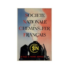 1938 Originalplakat "Le Rail à Votre Service" - Französische Eisenbahn - SNCF