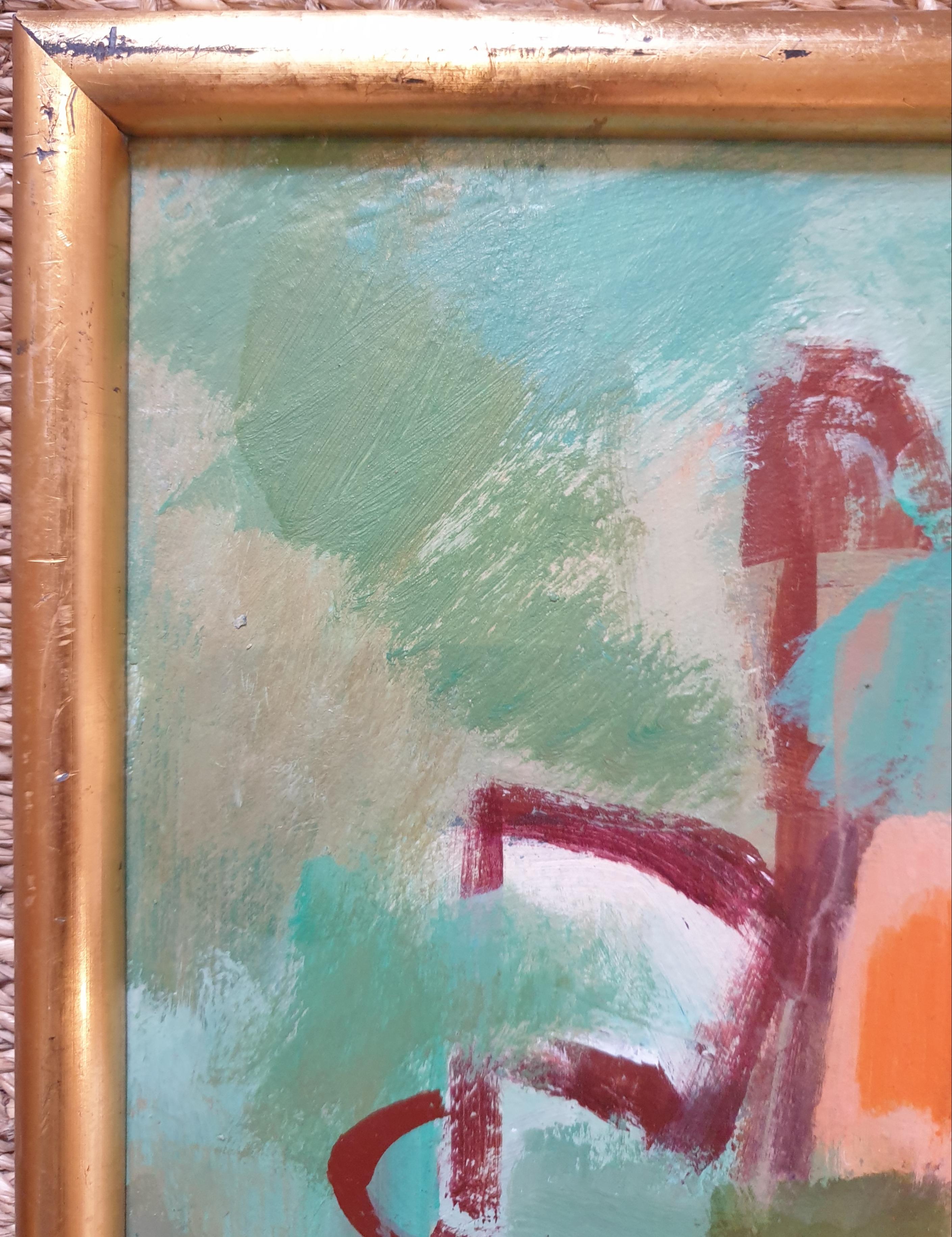 Mid-Century Abstract Expressionist Acrylic and Oil on Board. For Sale 7