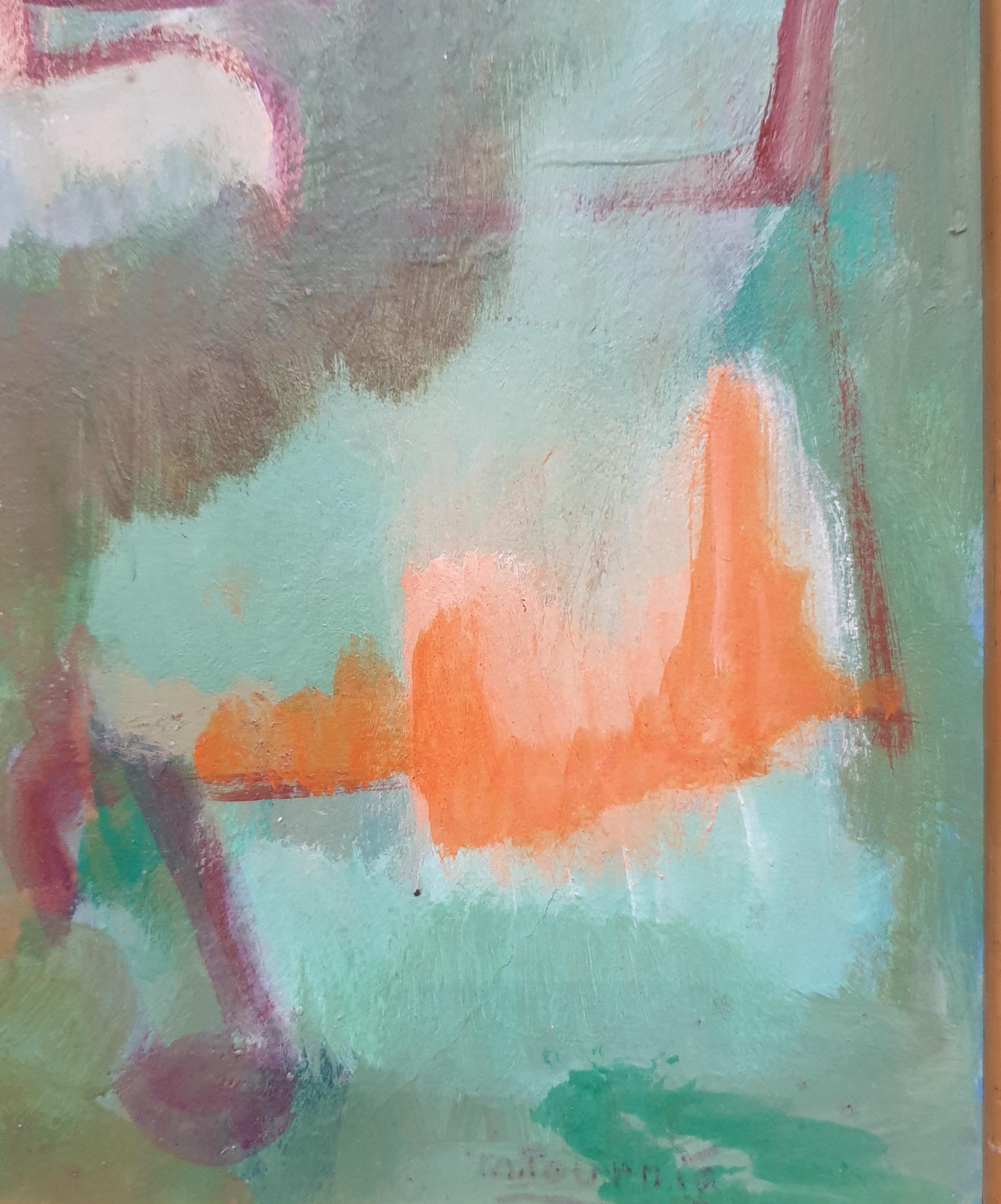 Mid-Century Abstract Expressionist Acrylic and Oil on Board. For Sale 4