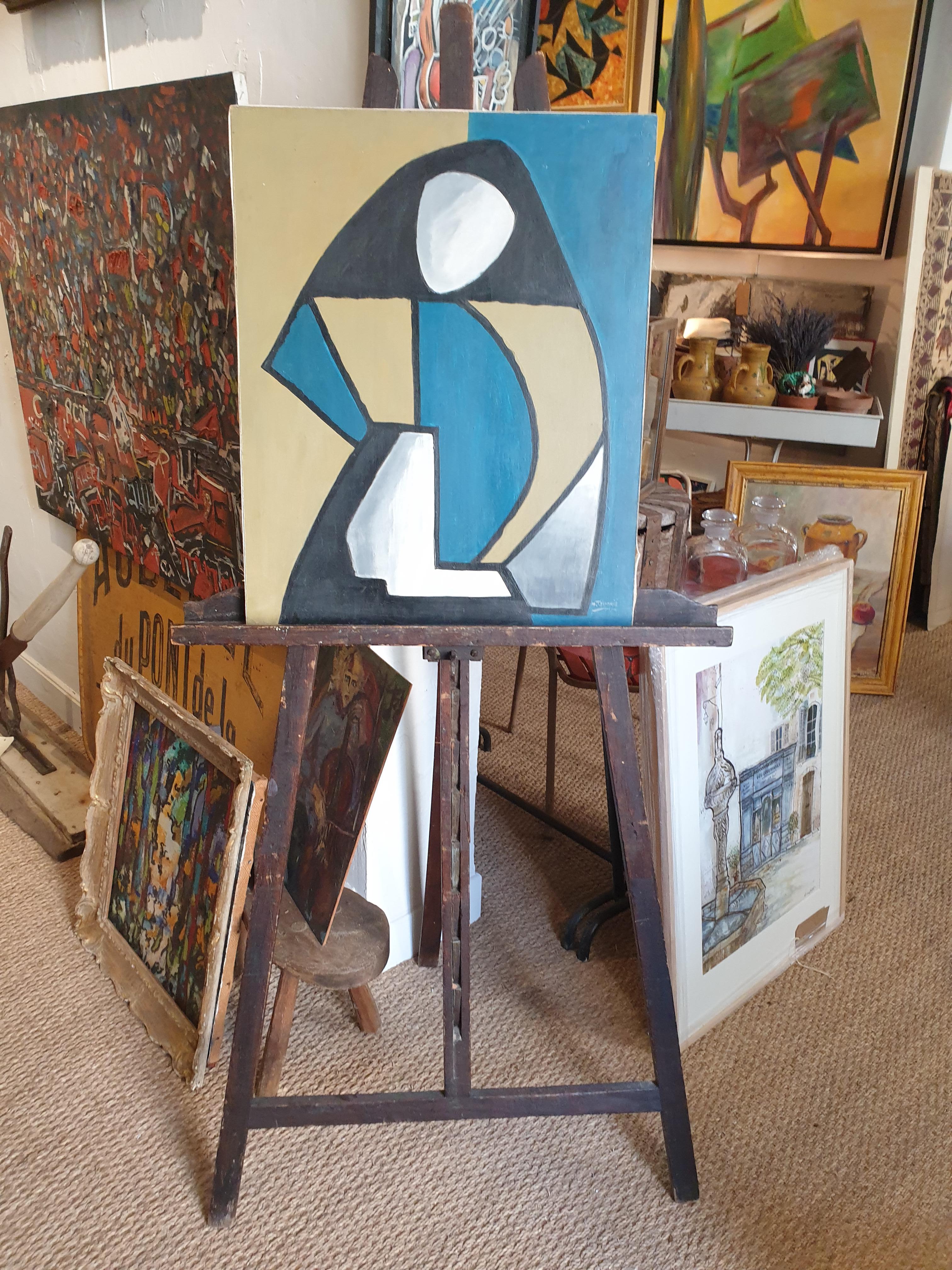 Mid-Century Abstract Oil and Acrylic on Board.. For Sale 7
