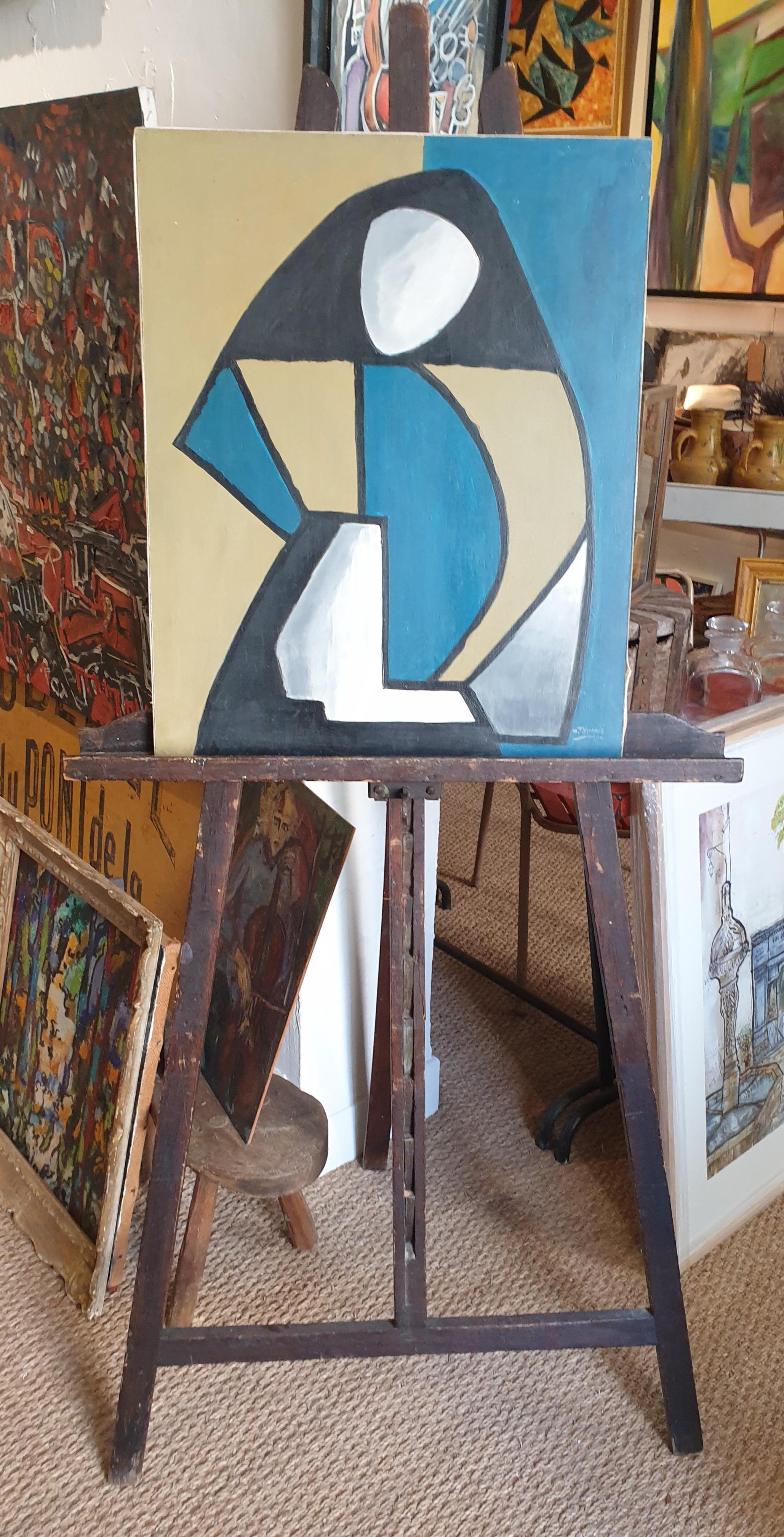 Mid-Century Abstract Oil and Acrylic on Board.. For Sale 8