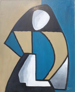 Retro Mid-Century Abstract Oil and Acrylic on Board..