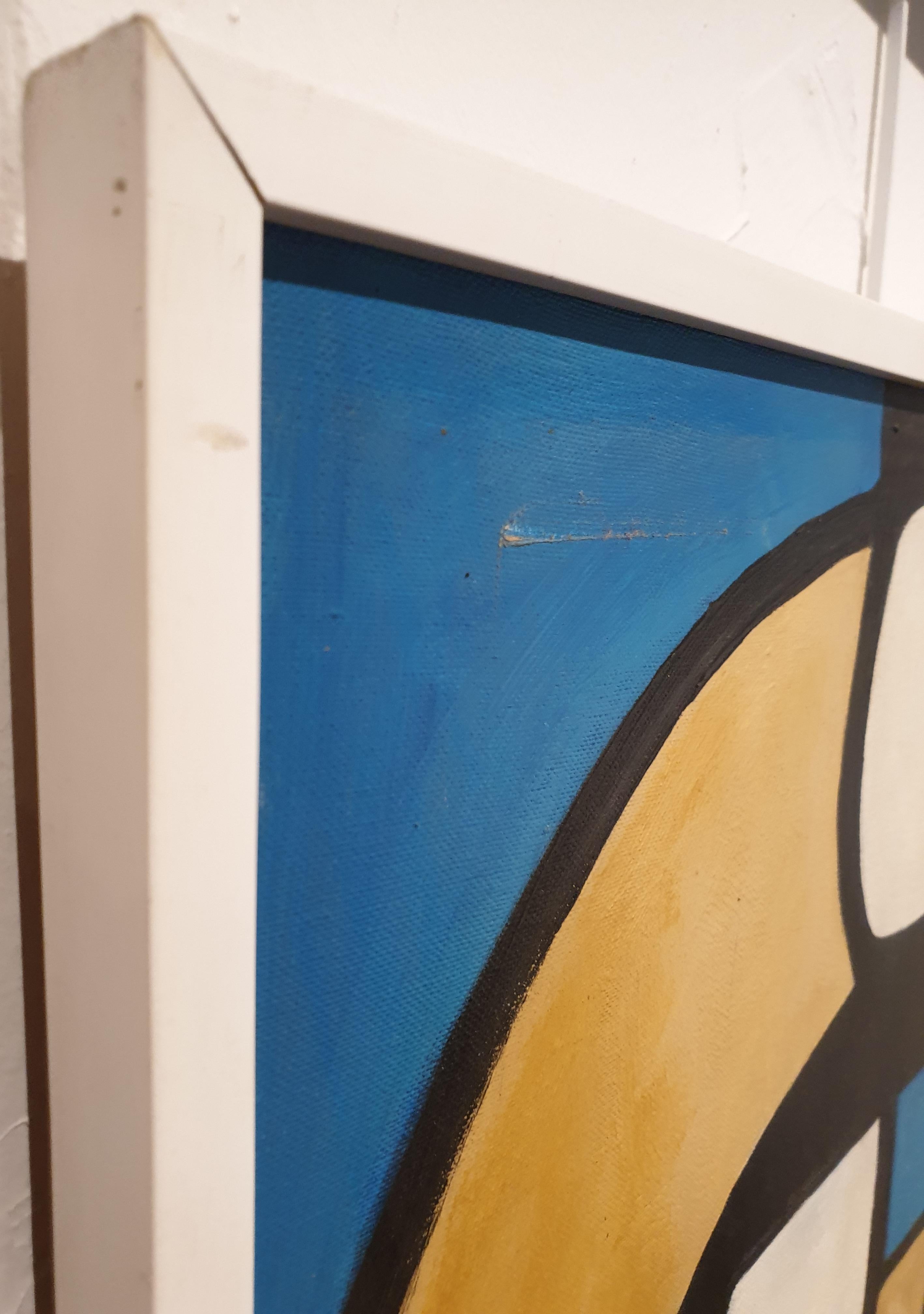 Olio astratto di metà secolo e acrilico su tela. 2