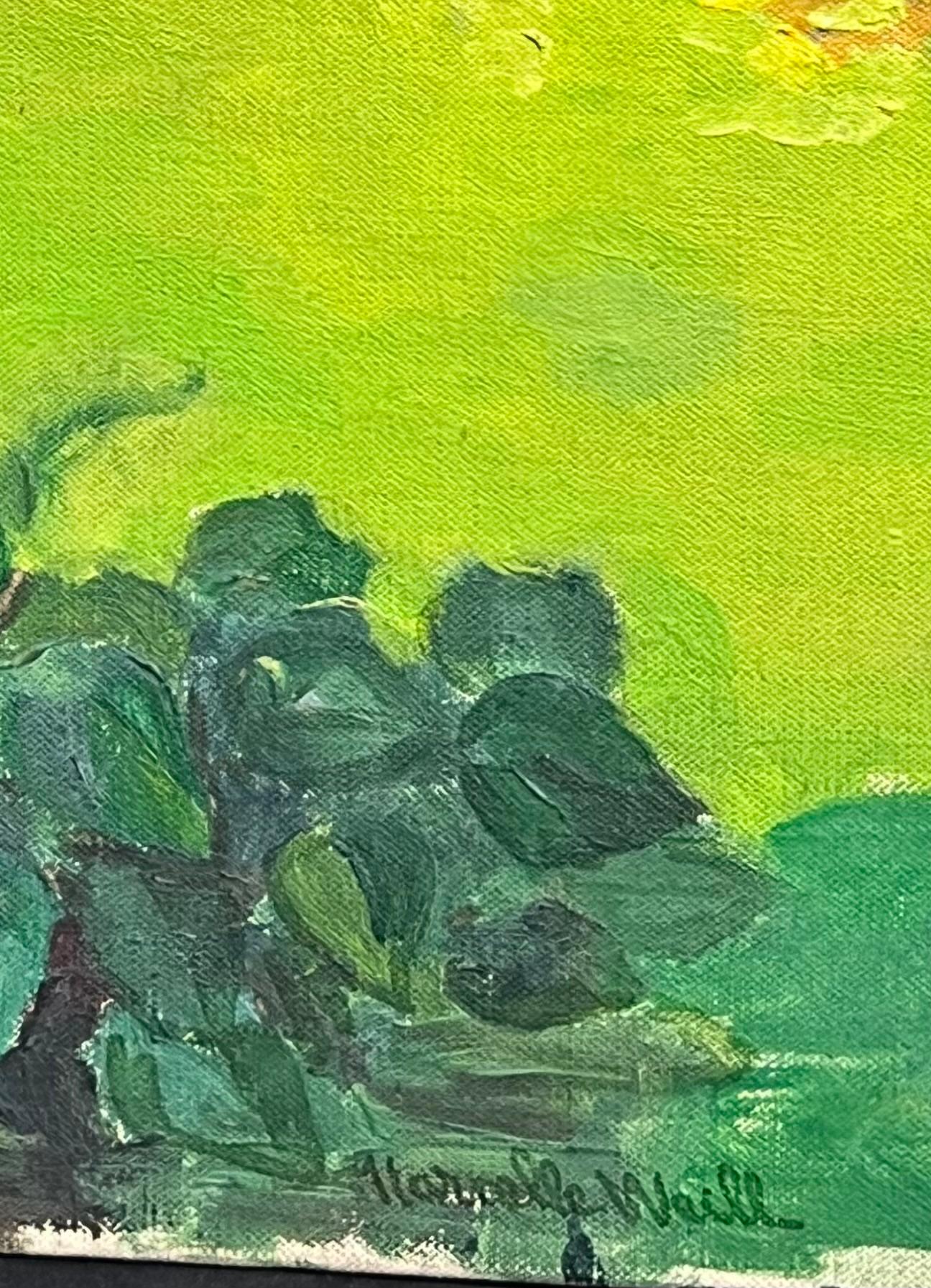 1950's French Post-Impressionist Oil Painting of a Colorful Floral Garden For Sale 4