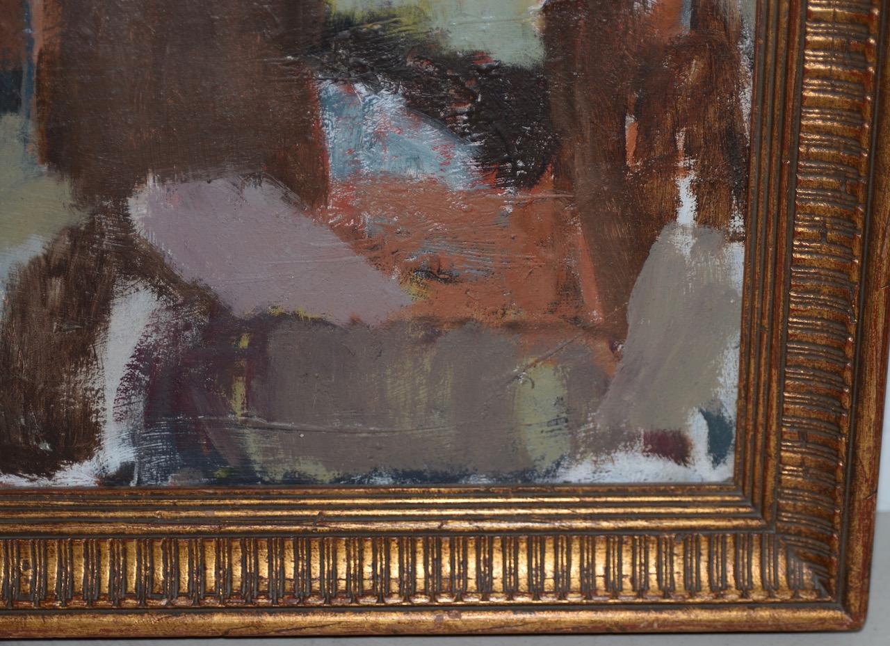 Marcello Avenali Abstract Oil Portrait of a Young Woman c.1950s 1