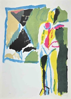 Asymmetrische abstrakte Komposition –  Lithographie von M. Avenali – 1960er-Jahre