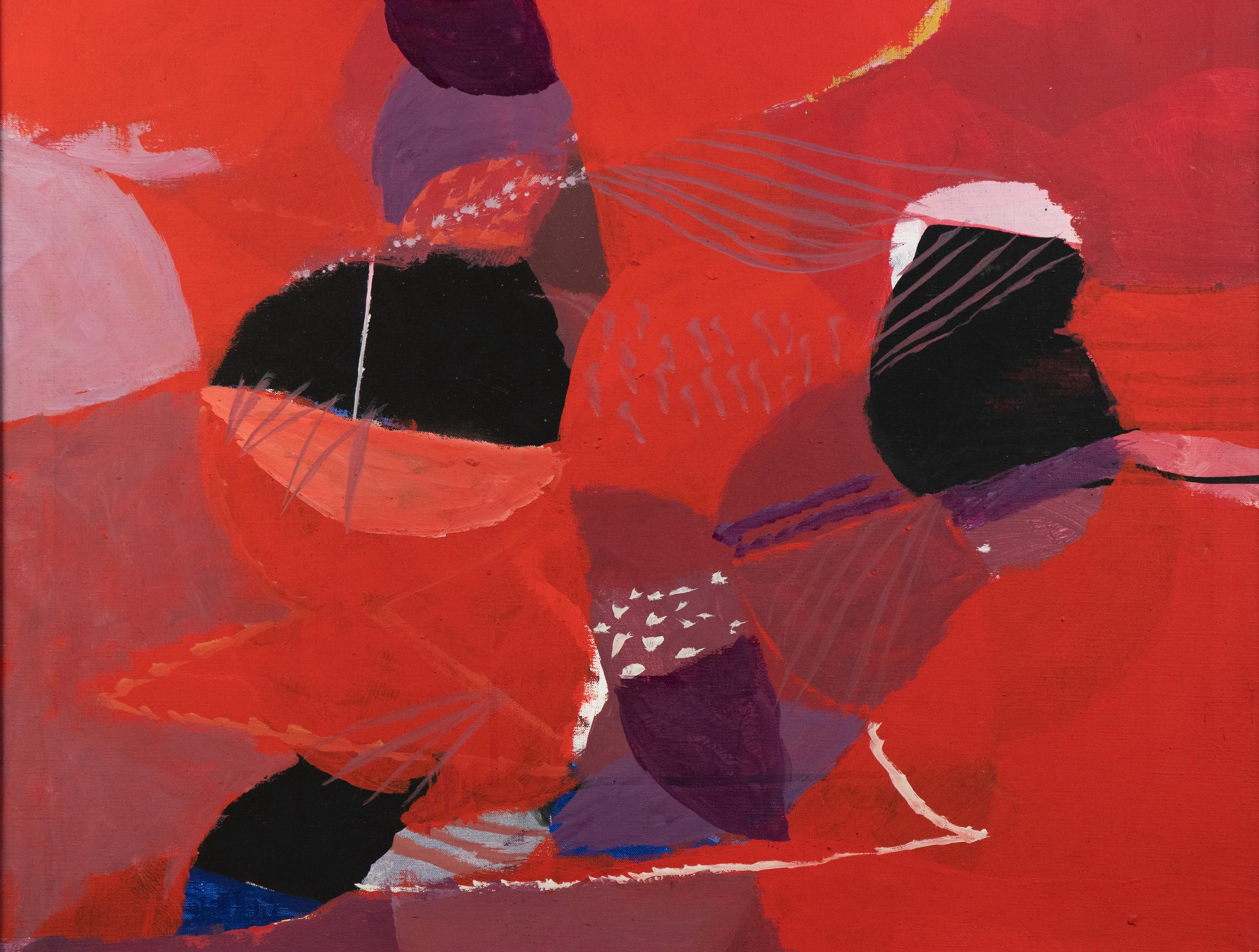 Rote Komposition - Öl auf Leinwand von Marcello Avenali - 1970er Jahre im Angebot 1
