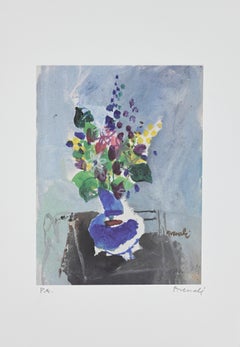 Vintage Vase of Flowers - Original Lithograph by M. Avenali - 1950