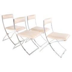 Marcello Cuneo Luisa Mid Century Chrome Folding Dining Chairs, Set of 4