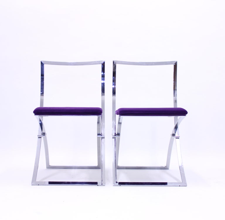 Metal Marcello Cuneo, Pair of Luisa Chairs for Mobel Italia, 1970s