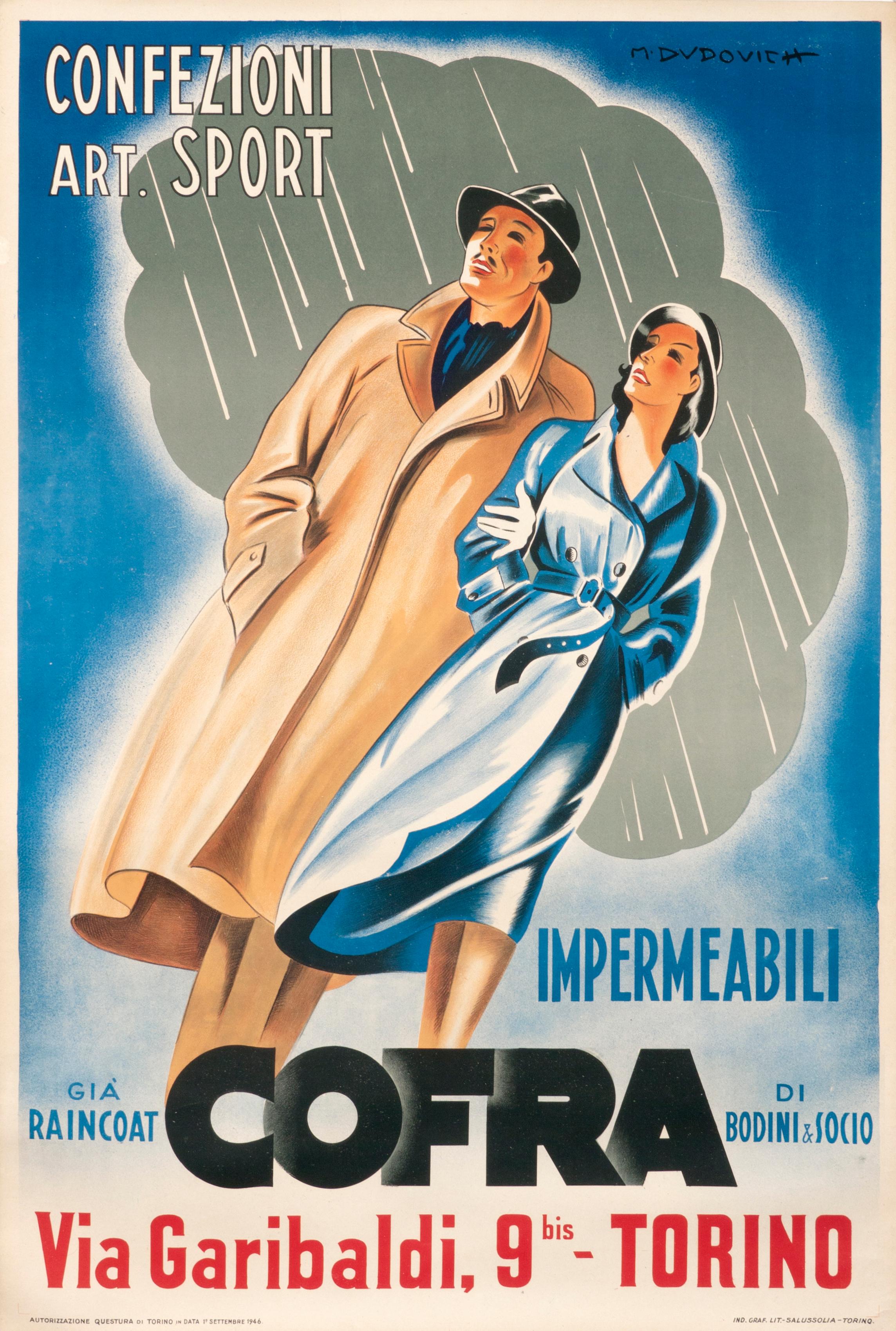 "Impermeabili Cofra" Original Dudovich Vintage Clothing Coat Poster 
