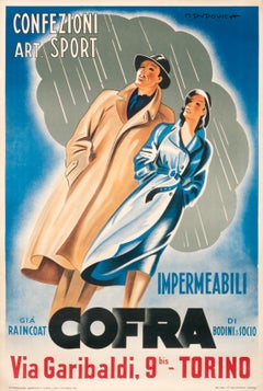 "Impermeabili Cofra" Original Dudovich Vintage Clothing Coat Poster 