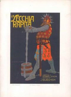 Antique La Secchia Rapita - Original Advertising Lithograph by Marcello Dudovich - 1910s