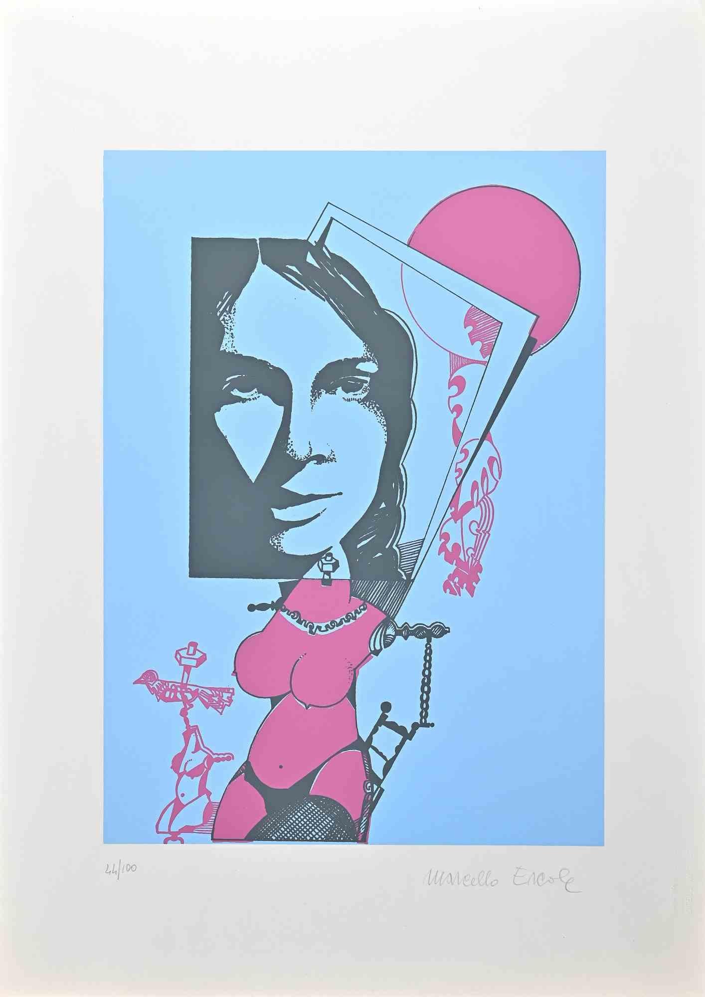 Mujer es una maravillosa litografía coloreada sobre papel, realizada en 1971 por el artista italiano Marcello Ercole.

Firmado a mano y numerado a lápiz en el margen inferior. Edición de 100 copias .

Esta obra de arte contemporánea, realizada con
