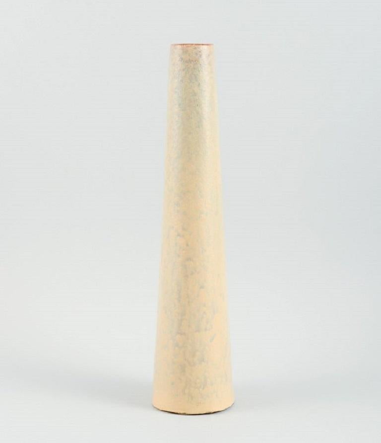 Mid-Century Modern Marcello Fantoni, Italy, Ceramic Vase in Yellow Glaze, 1960s For Sale