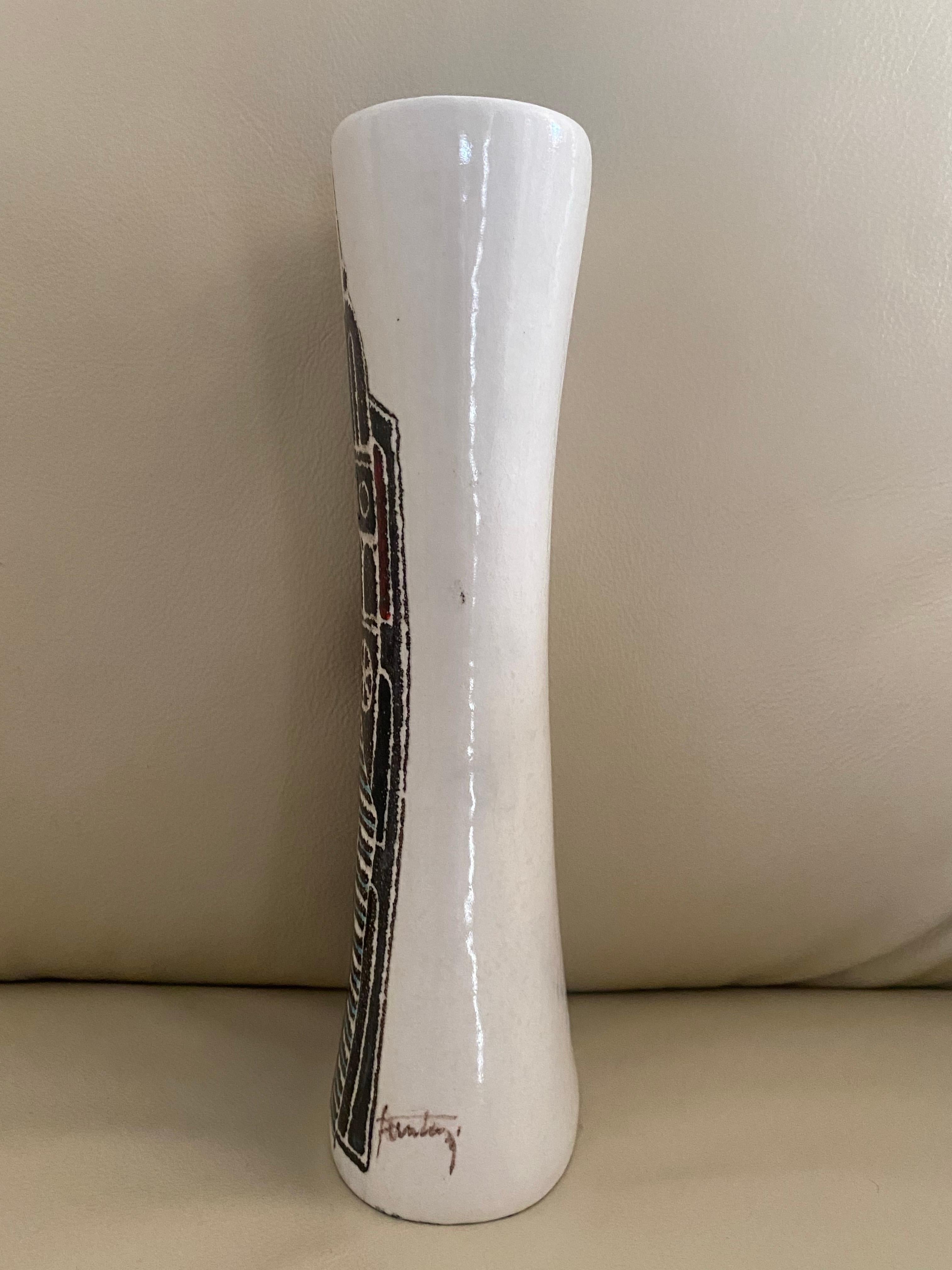 Marcello Fantoni Jarrón de cerámica de los años 60 con paisaje urbano en venta 1