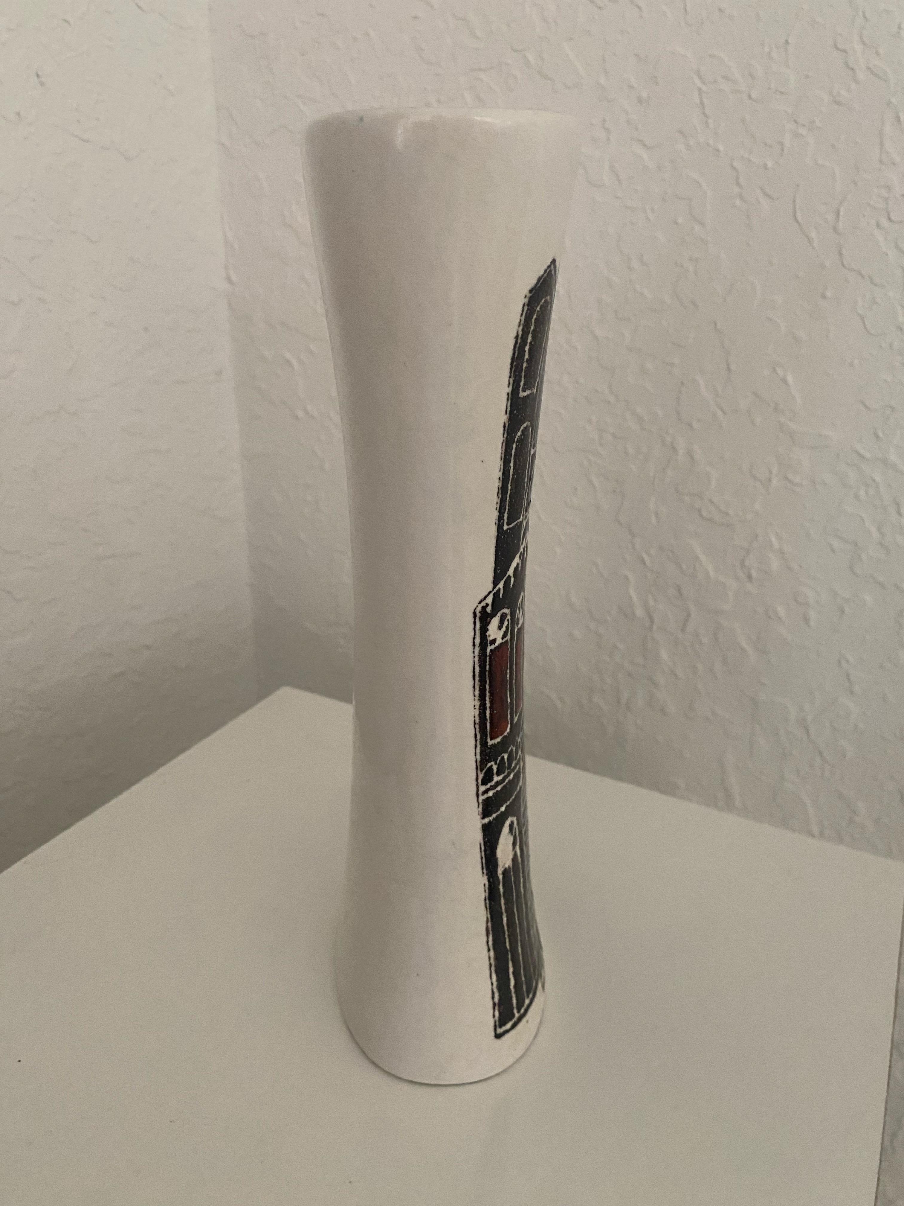 Marcello Fantoni Jarrón de cerámica de los años 60 con paisaje urbano Italiano en venta