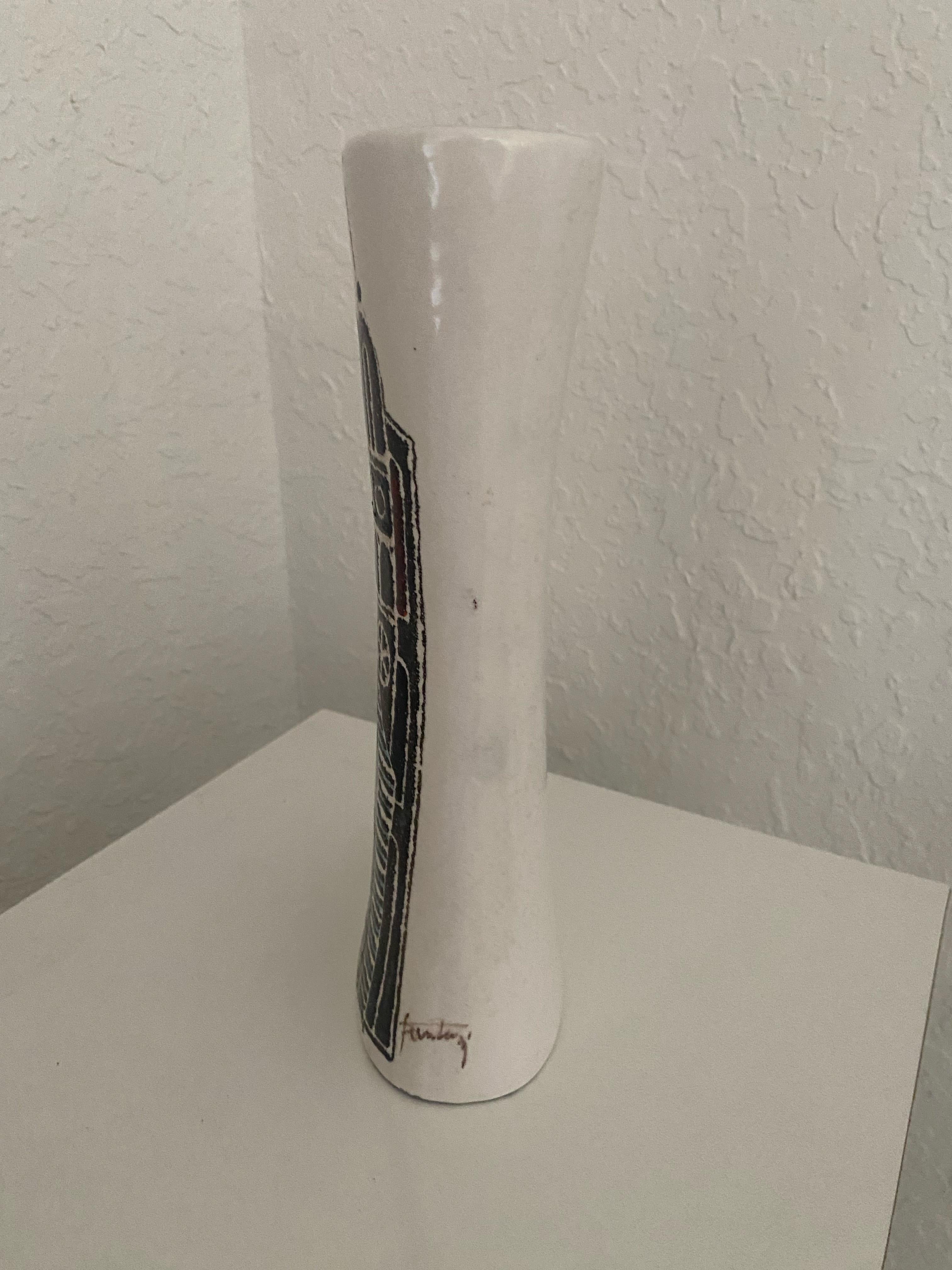 Marcello Fantoni Jarrón de cerámica de los años 60 con paisaje urbano Cerámico en venta