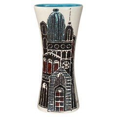 Marcello Fantoni 1960er Jahre Keramikvase mit Stadtansichten