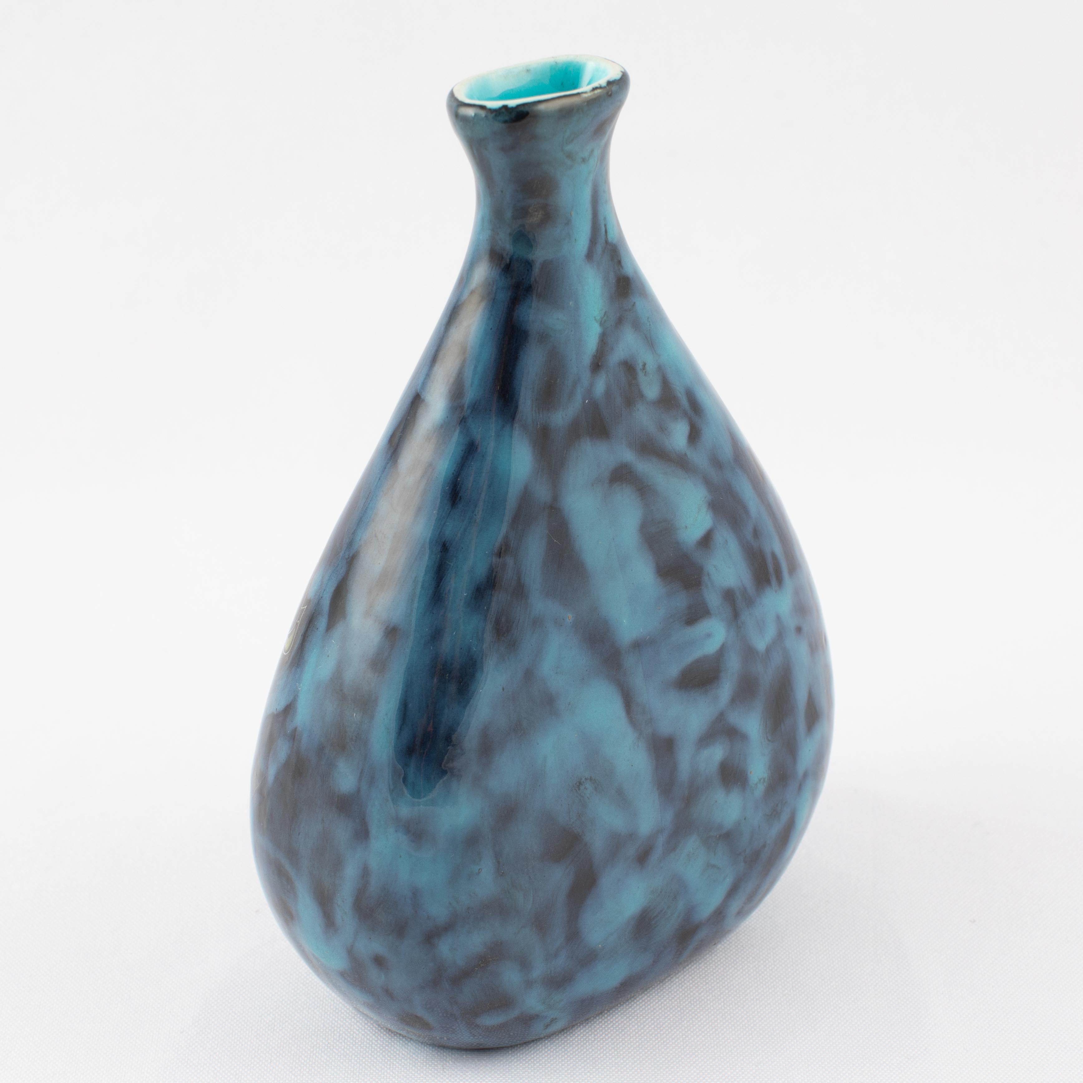 Italian Marcello Fantoni Blue Vase with Female Figure, circa 1960s For Sale