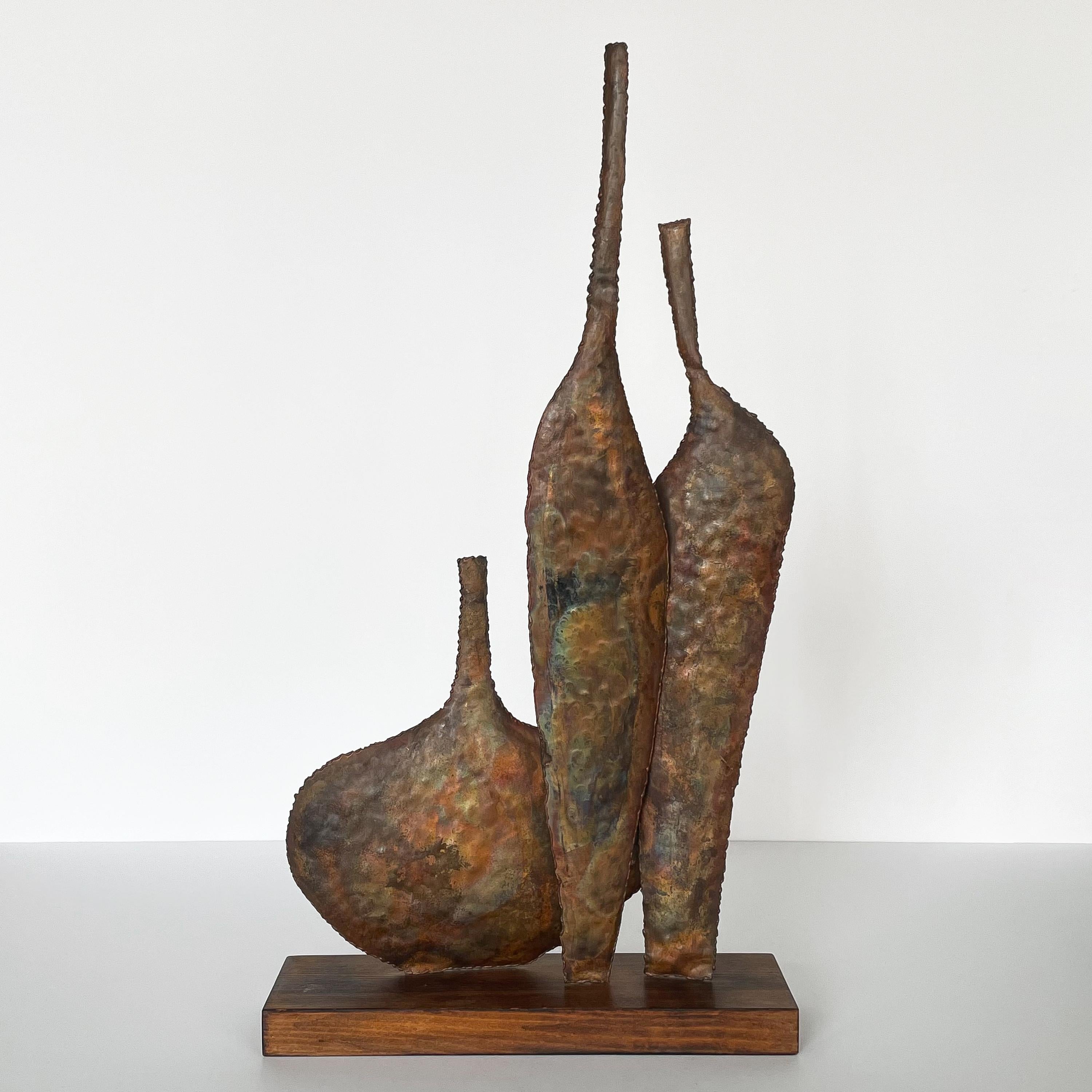 Patinated Marcello Fantoni Brutalist Copper Bottle Sculpture