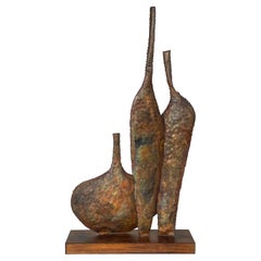 Marcello Fantoni Sculpture de bouteille en cuivre brutaliste