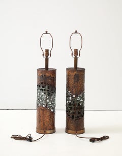 Mid Century Marcello Fantoni Brutalist Lamps