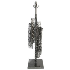 Marcello Fantoni Brutalist Sculptural Metal Lamp, circa 1950s