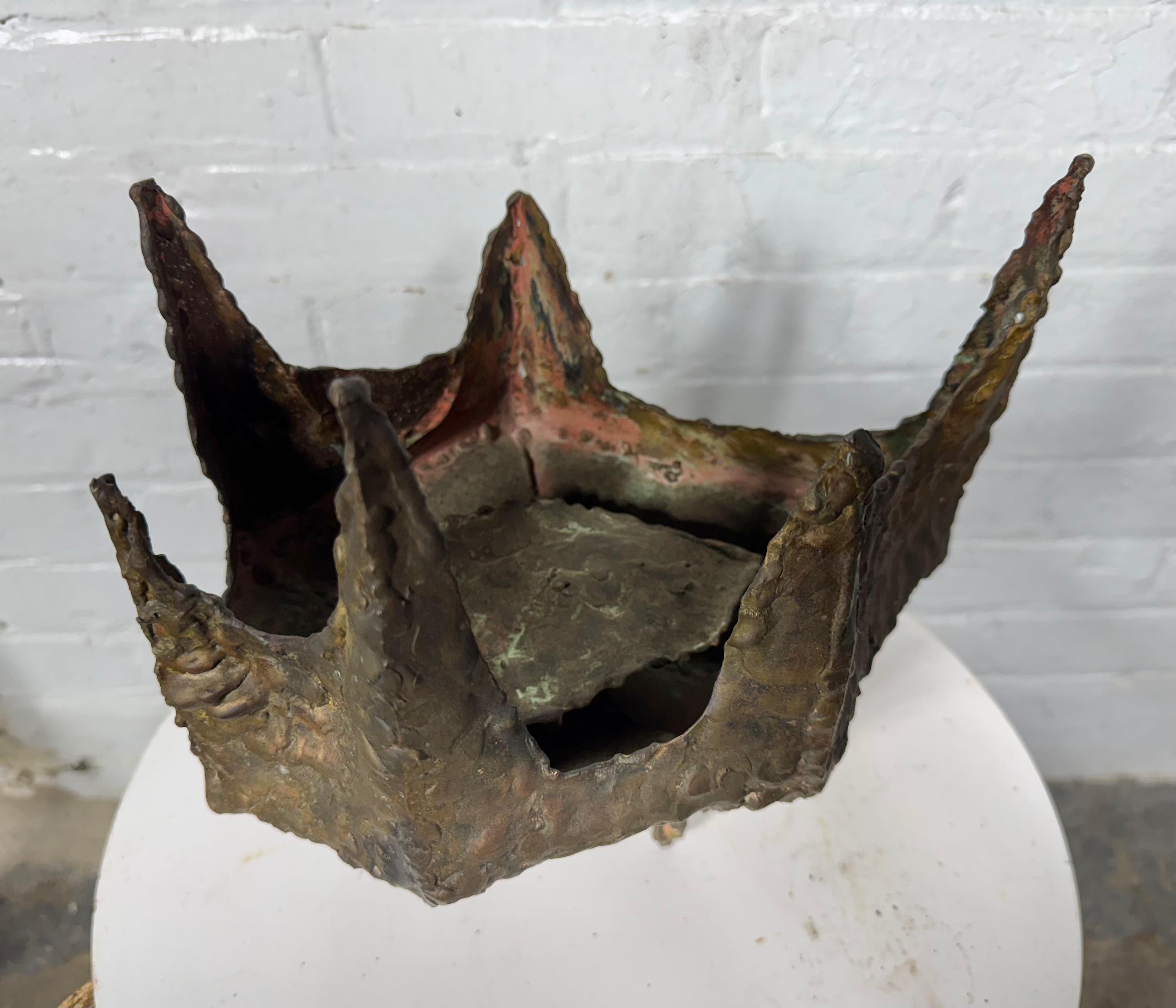 Marcello Fantoni Brutalist Torch-cut Sculpture / vase /planter / candle holder For Sale 6