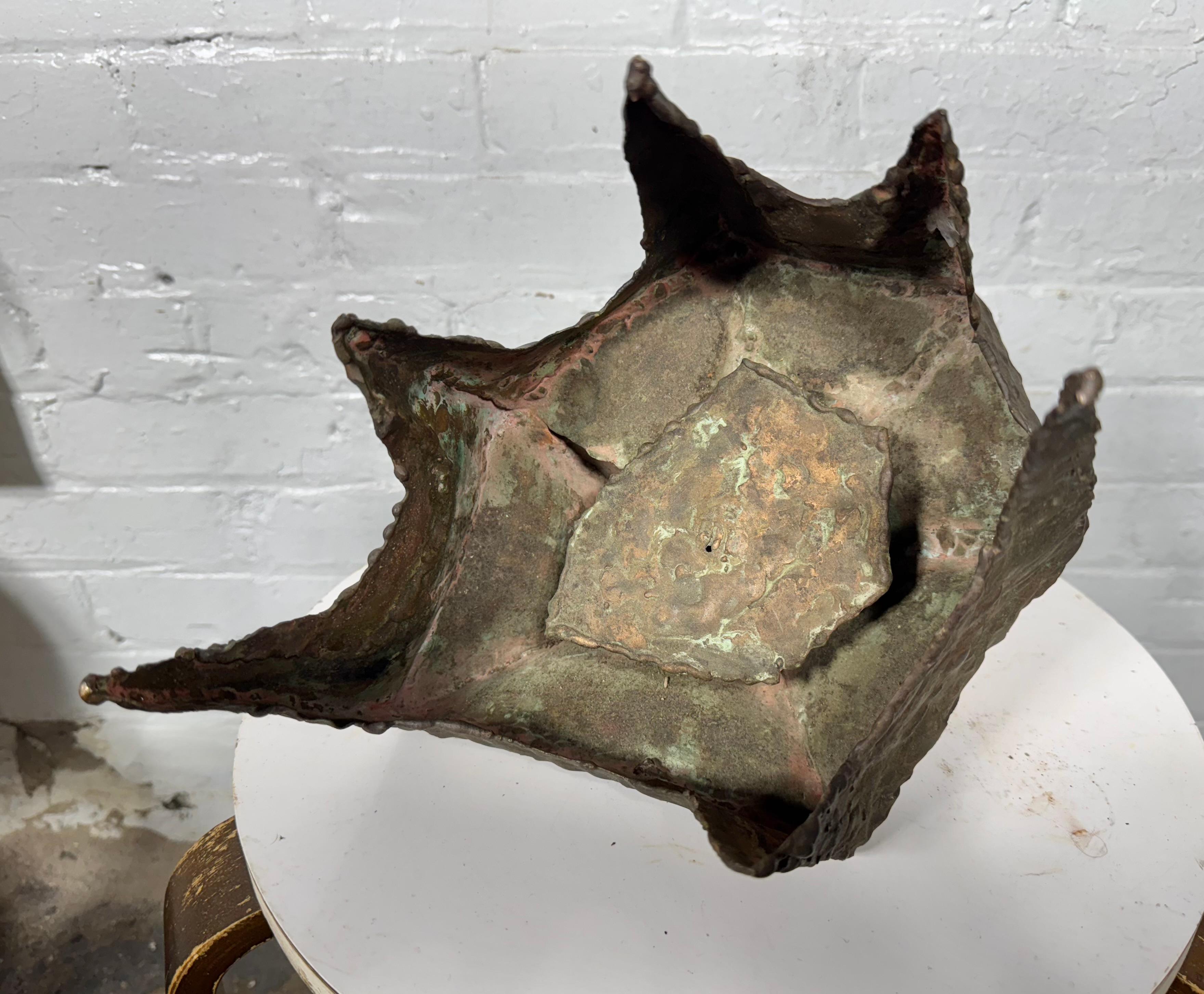 Marcello Fantoni Brutalist Torch-cut Sculpture / vase /planter / candle holder For Sale 1