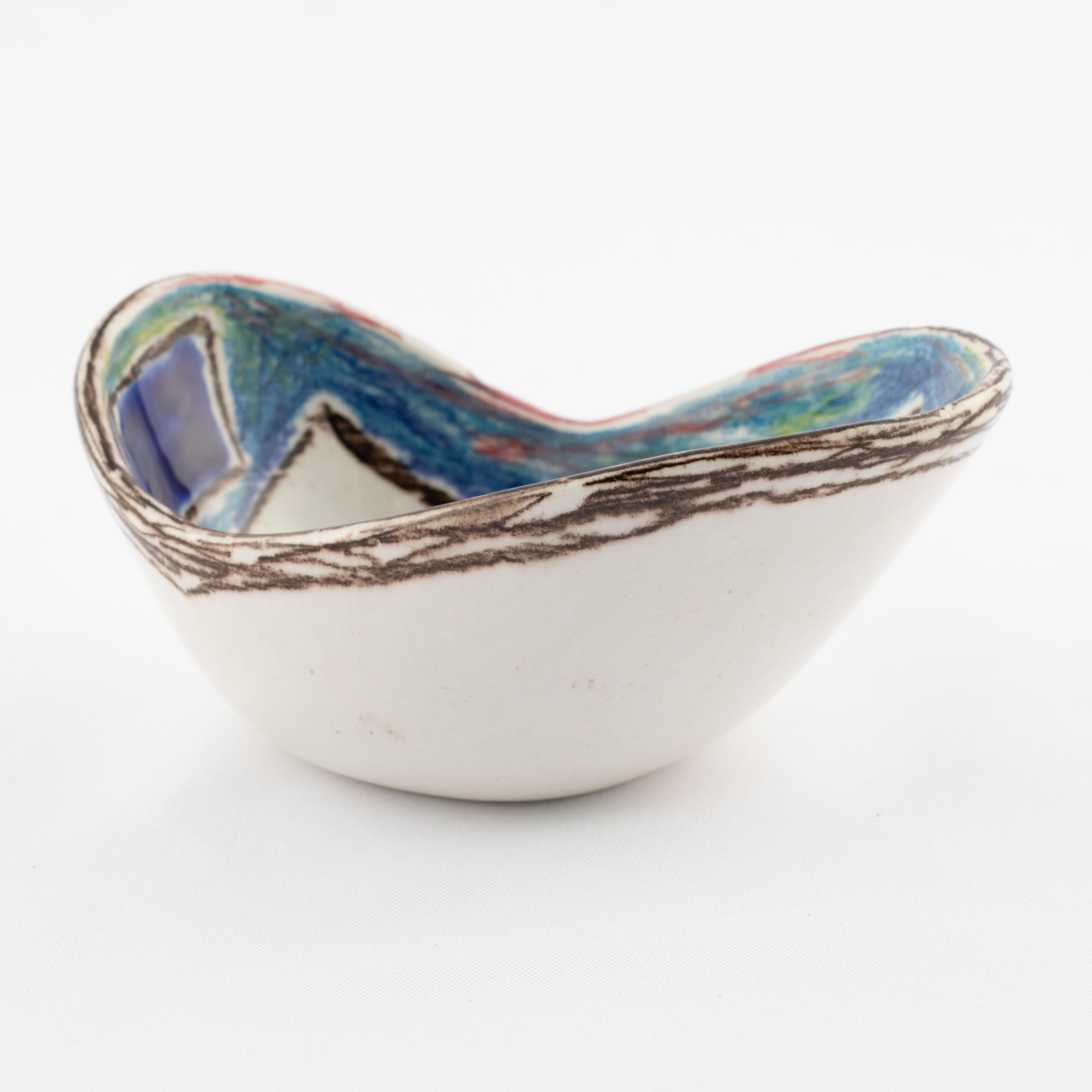 Marcello Fantoni Ceramic Bowl with Abstract Design, circa 1960s For Sale 1