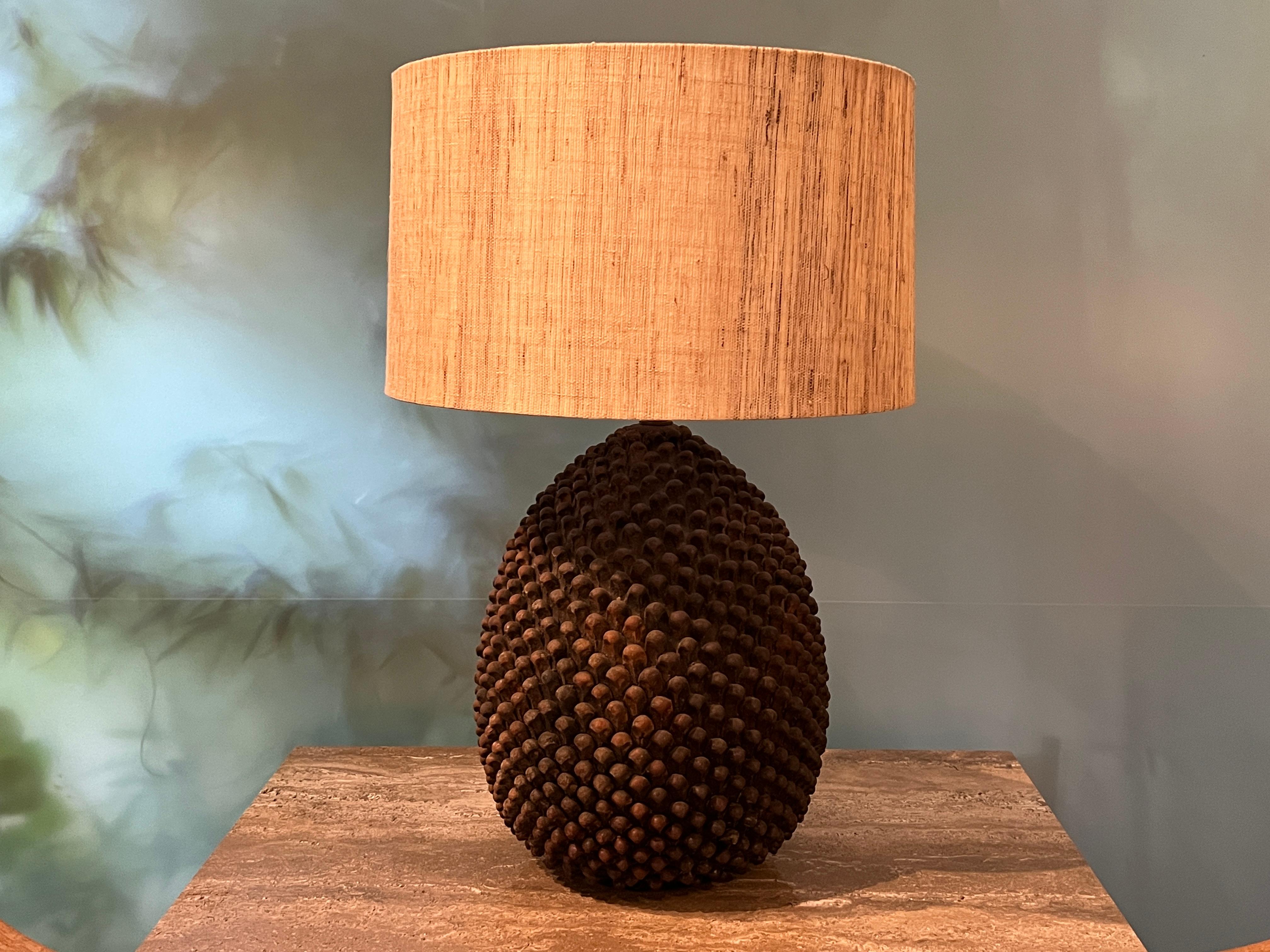 Marcello Fantoni Ceramic Pinecone Table Lamp  In Good Condition In Dallas, TX