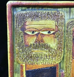 Marcello Fantoni Ceramic Wall Plaque Caveman and Woman