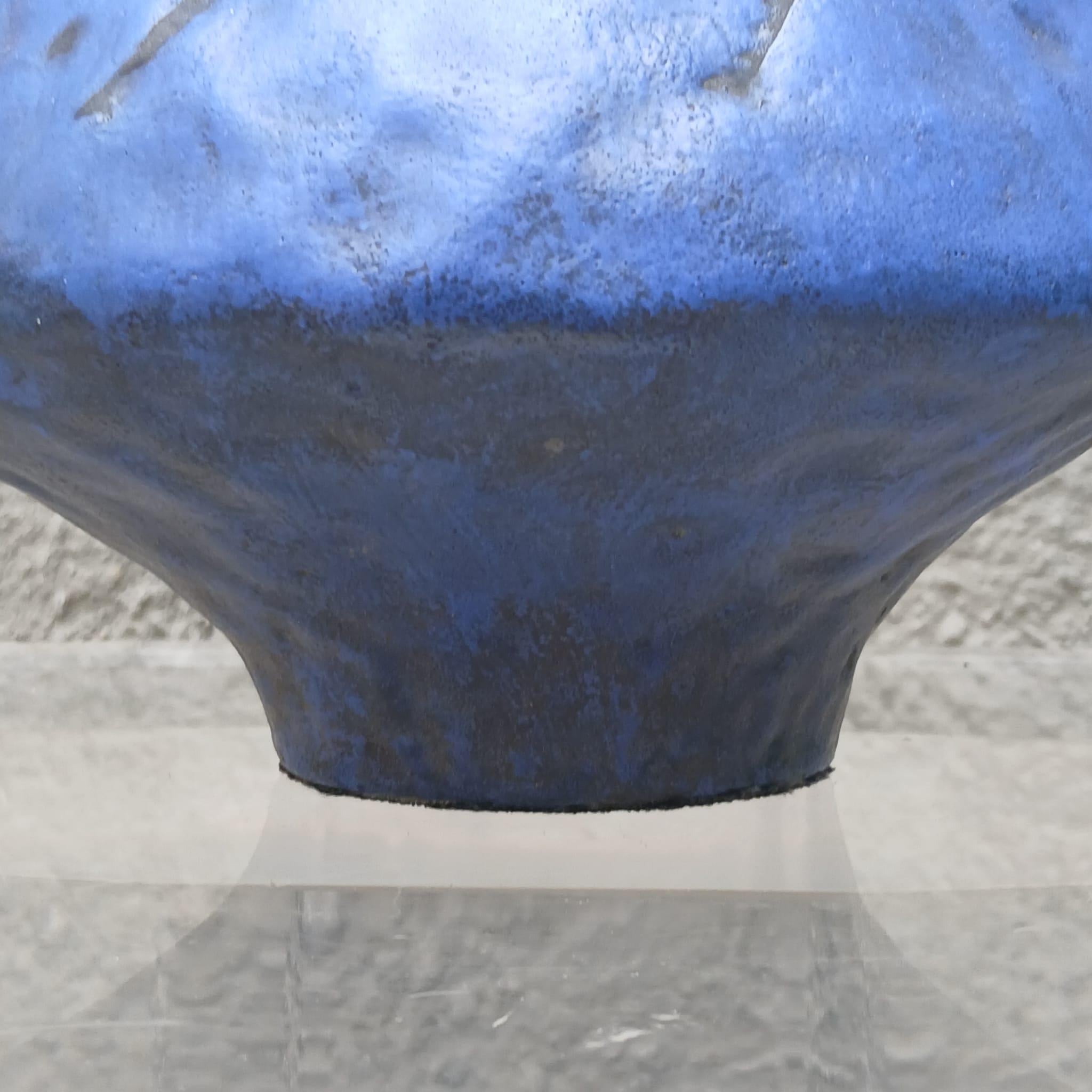 Mid-Century moderno Marcello Fantoni – Ciotola Scultorea Ceramica Smaltata Blu - Firenze - Anni ’50 in vendita