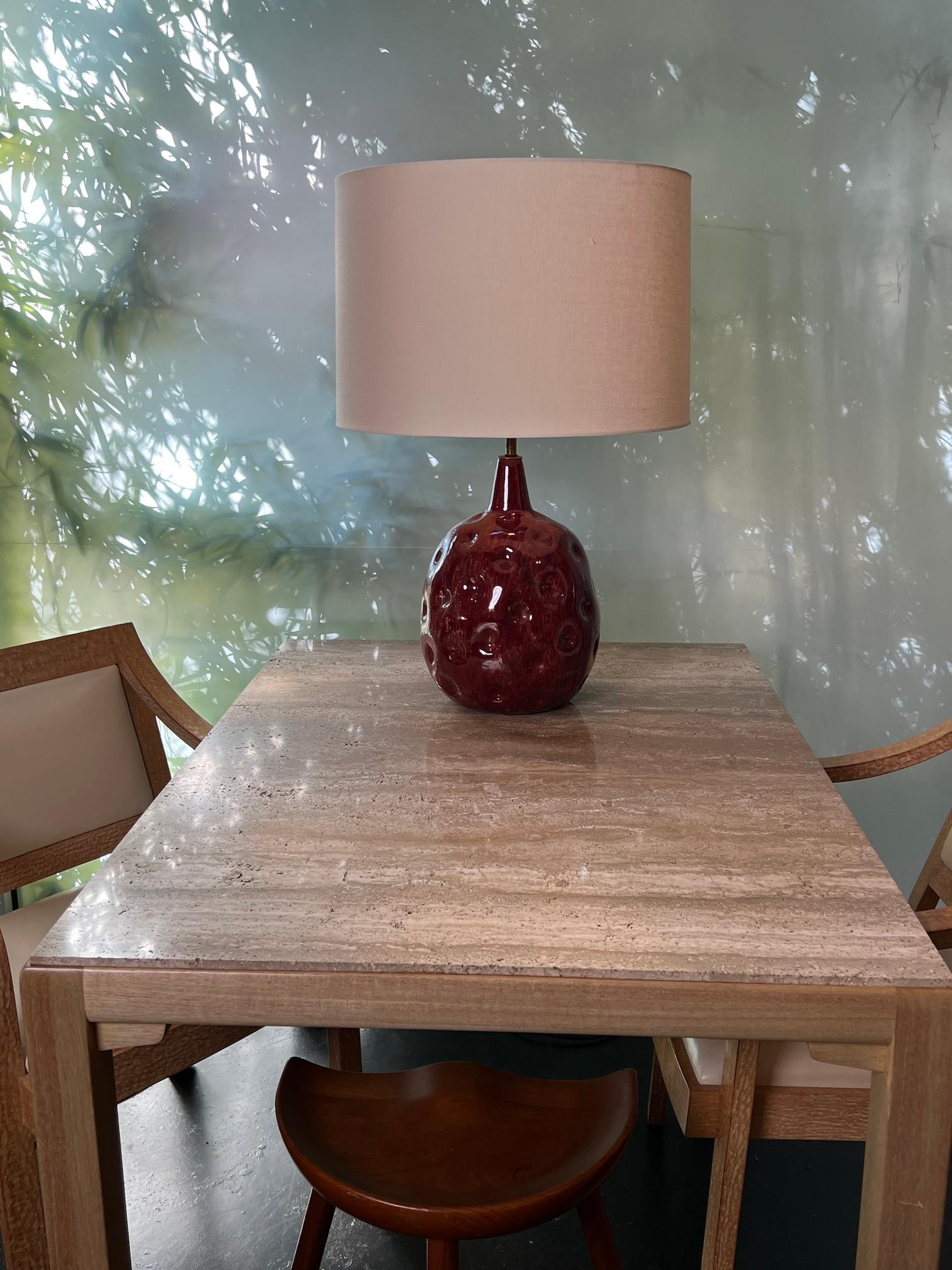 Marcello Fantoni Dimpled Ceramic Table Lamp In Good Condition For Sale In Dallas, TX